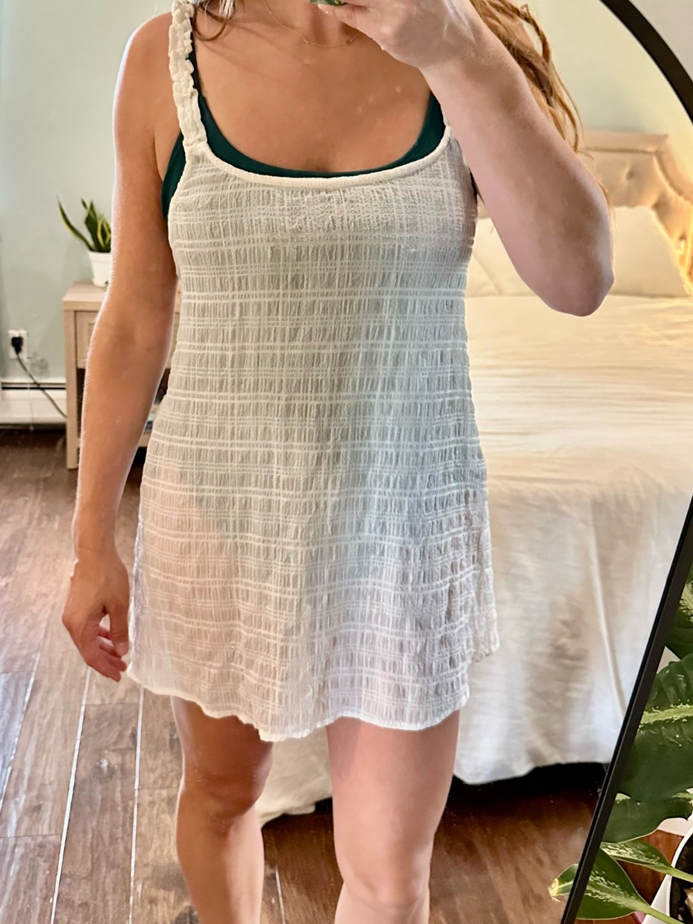 Wild Fable White Textured Swim Cover-Up | Size M | Open Back Bow | Beach Dres